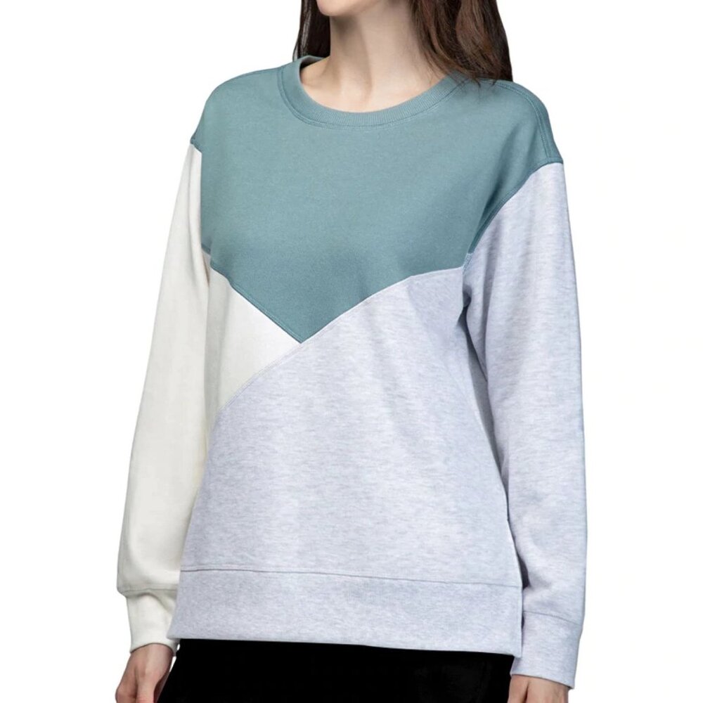 GreenTea Tri-Color Asymmetrical Sweatshirt